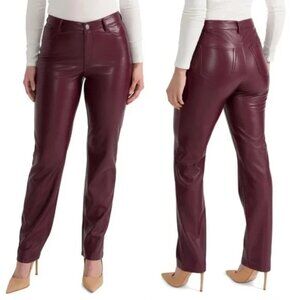 Joie Limited Edition Burgundy Faux Leather Straight Leg Pants Women's Sz 18